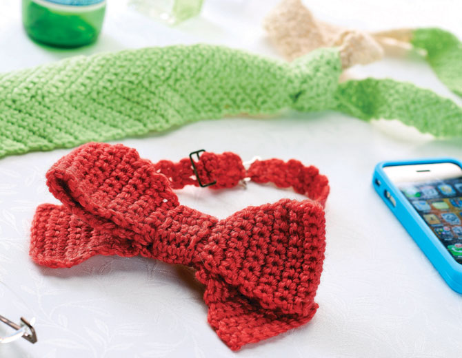 Галстук-бабочка из журнала Vogue Knitting Early Fall 2014 вязаная спицами